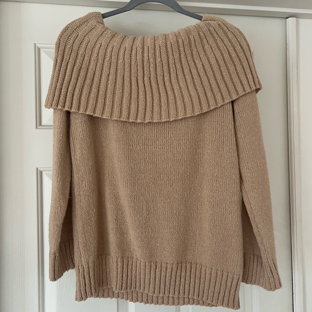 Cozy Tan Off-Shoulder Sweater